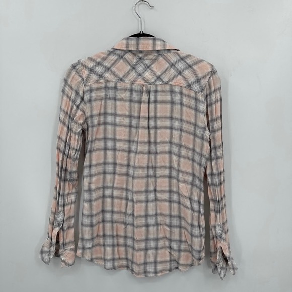 Rails Soft Button front long sleeve top Pink/Gray Plaid Size XS - Picture 3 of 4